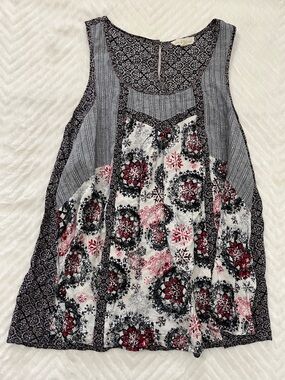Anthropologie Hem & Thread Women's Mixed Print Boho Sleeveless Tank Top small